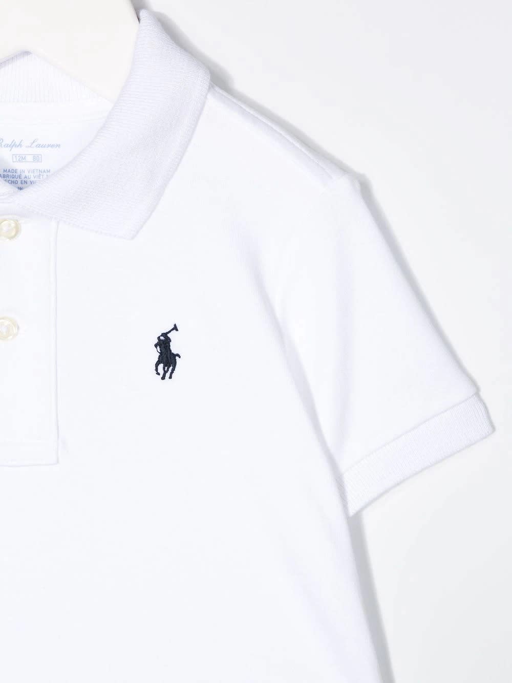 Shop Ralph Lauren White Piquet Polo Shirt With Navy Blue Pony