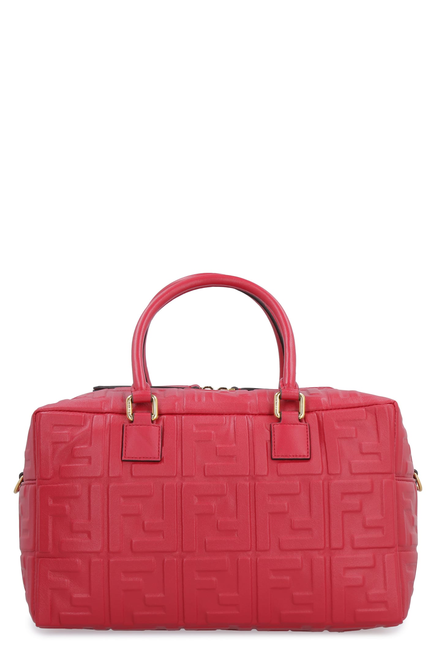 Fendi Boston Leather Handbag In Red