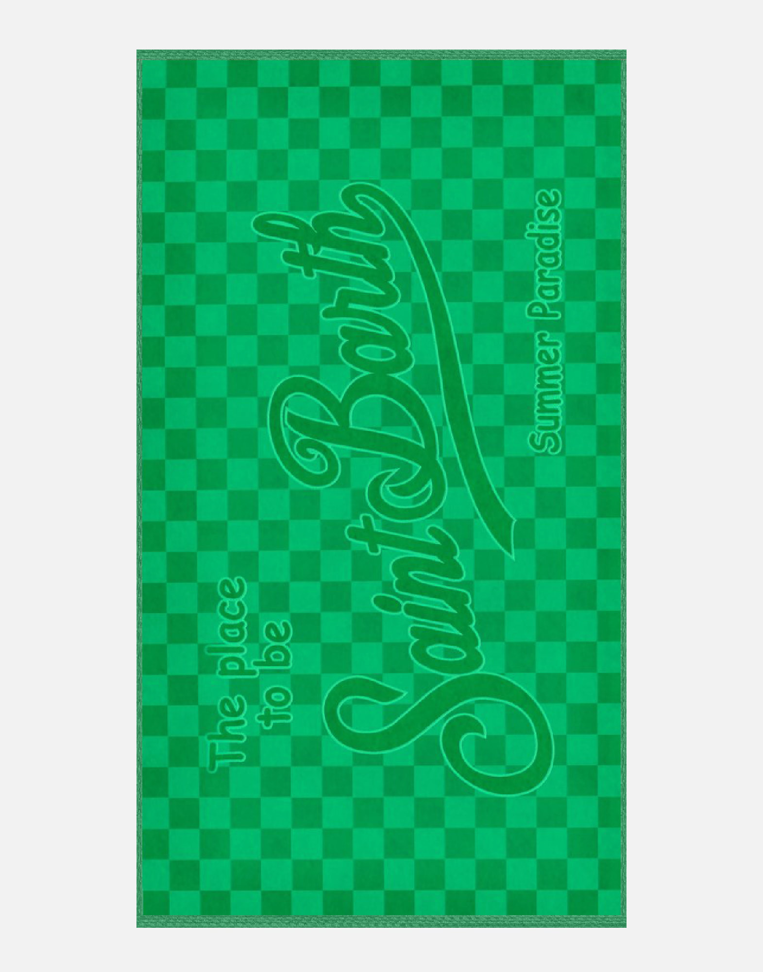 Mc2 Saint Barth Terry Embossed Check Cotton Beach Towel In Green