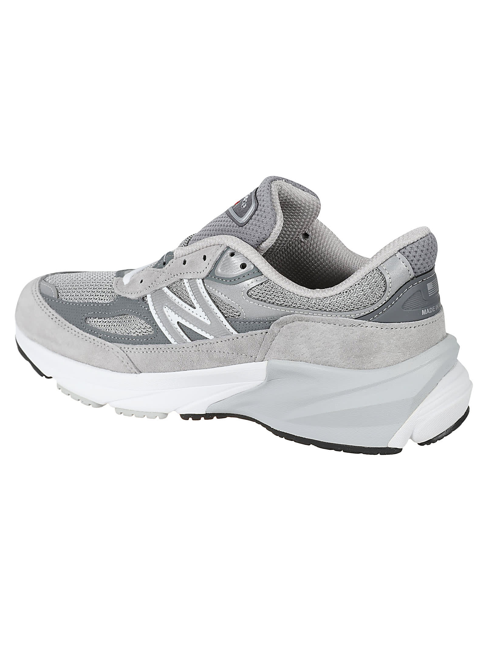 New Balance Grey Low Top Sneakers With Logo Detail In Suede And Tech Fabric Man In Cool Grey