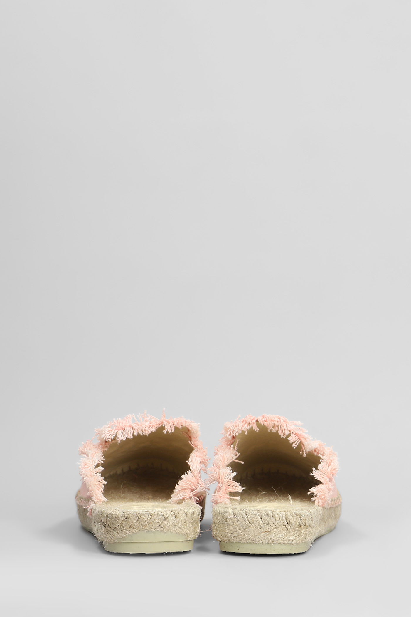 Mc2 Saint Barth Isa Fringe Slipper-mule In Rose-pink Canvas In Pink