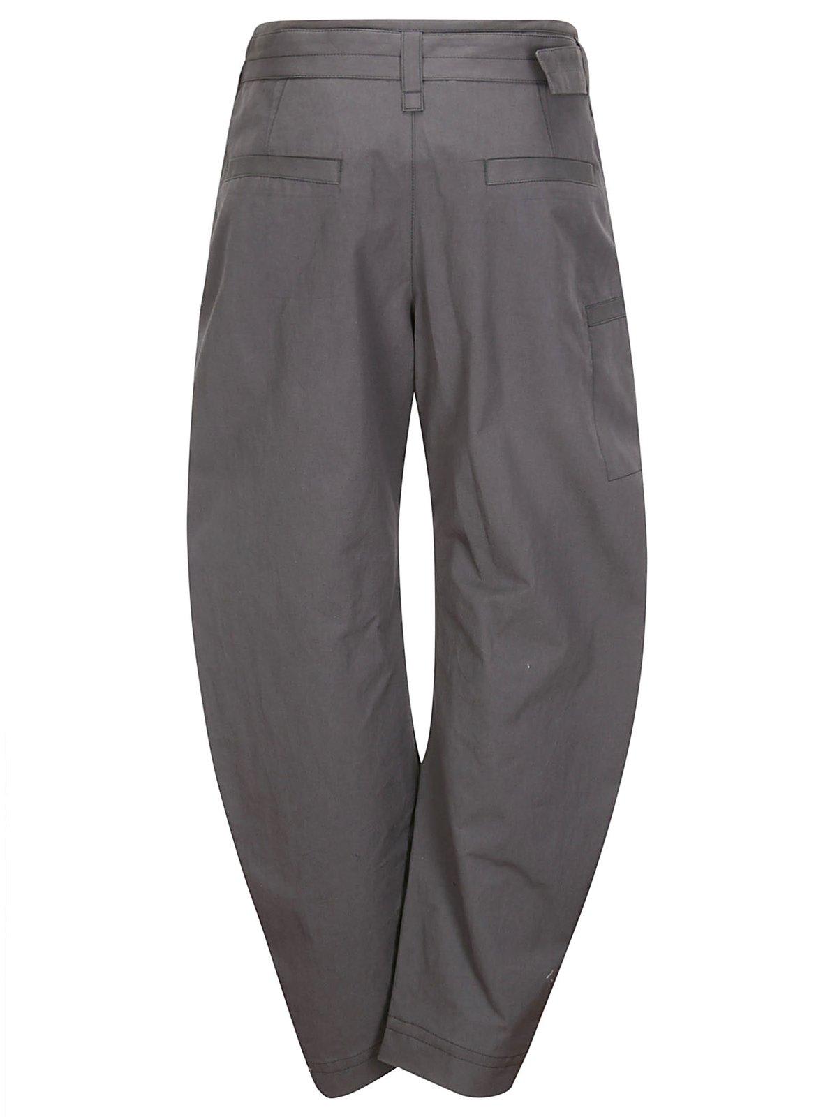 Shop Lemaire Belted Tapered Pants In Grey