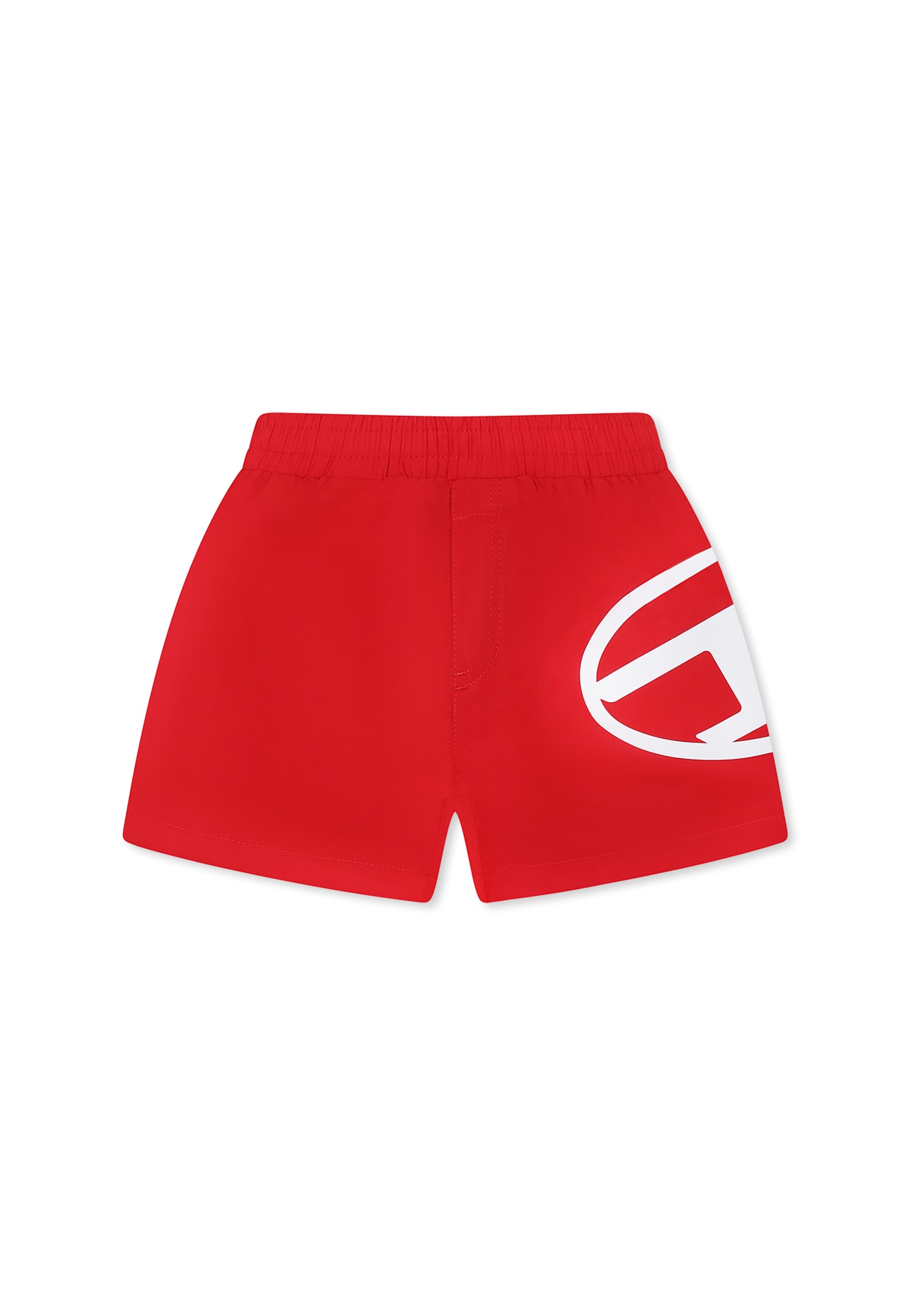 Diesel Red Swim Short For Baby Boy With Logo In Red
