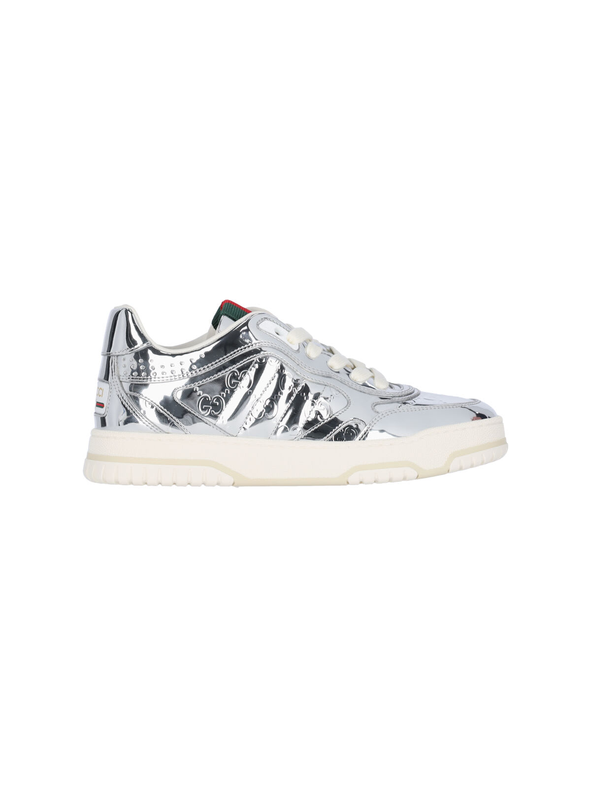 Gucci Reweb Gg Low-top Metallic Leather Sneakers