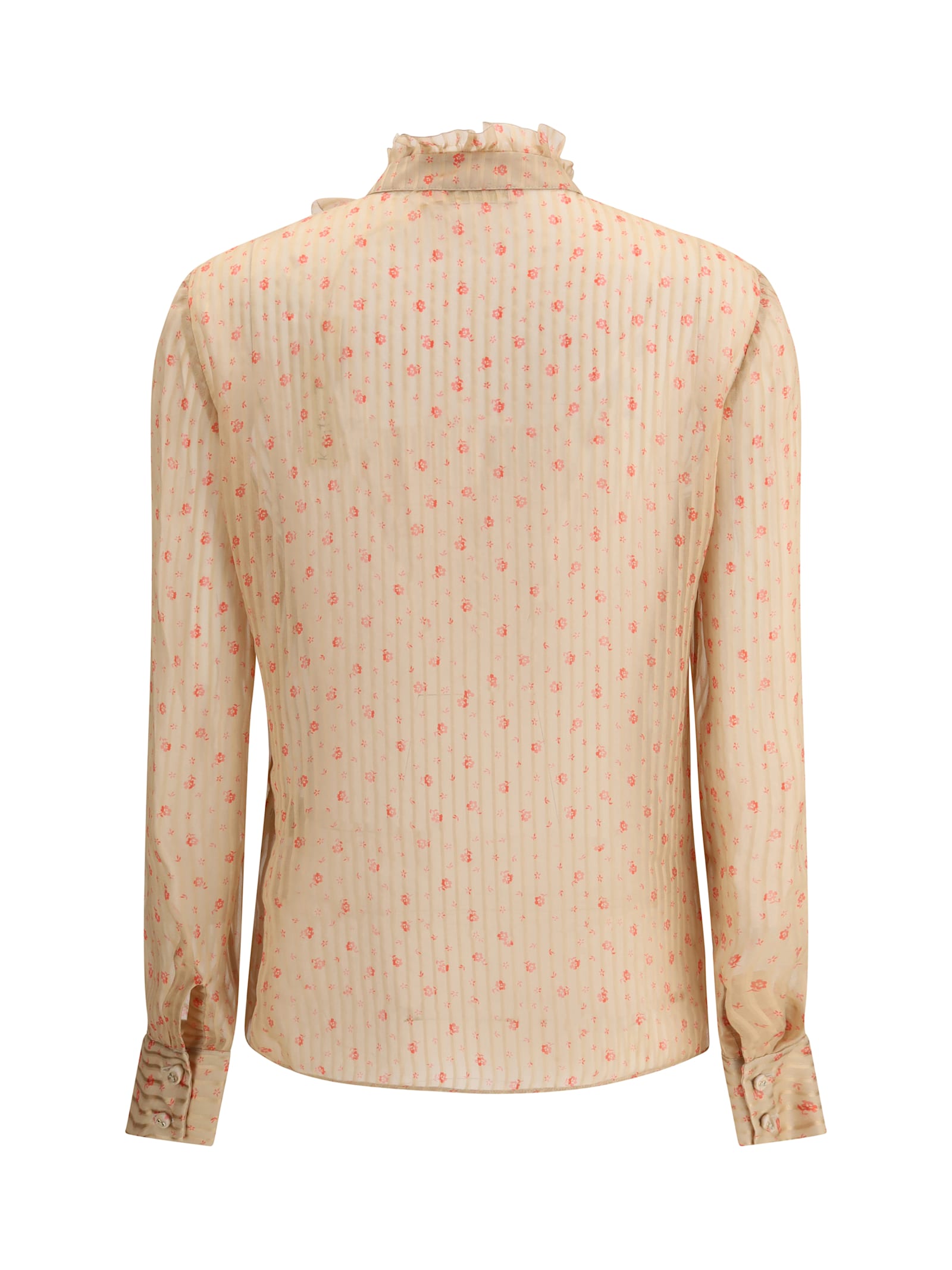 Kristina Ti Holly Floral-print Ruffled Shirt In Multi