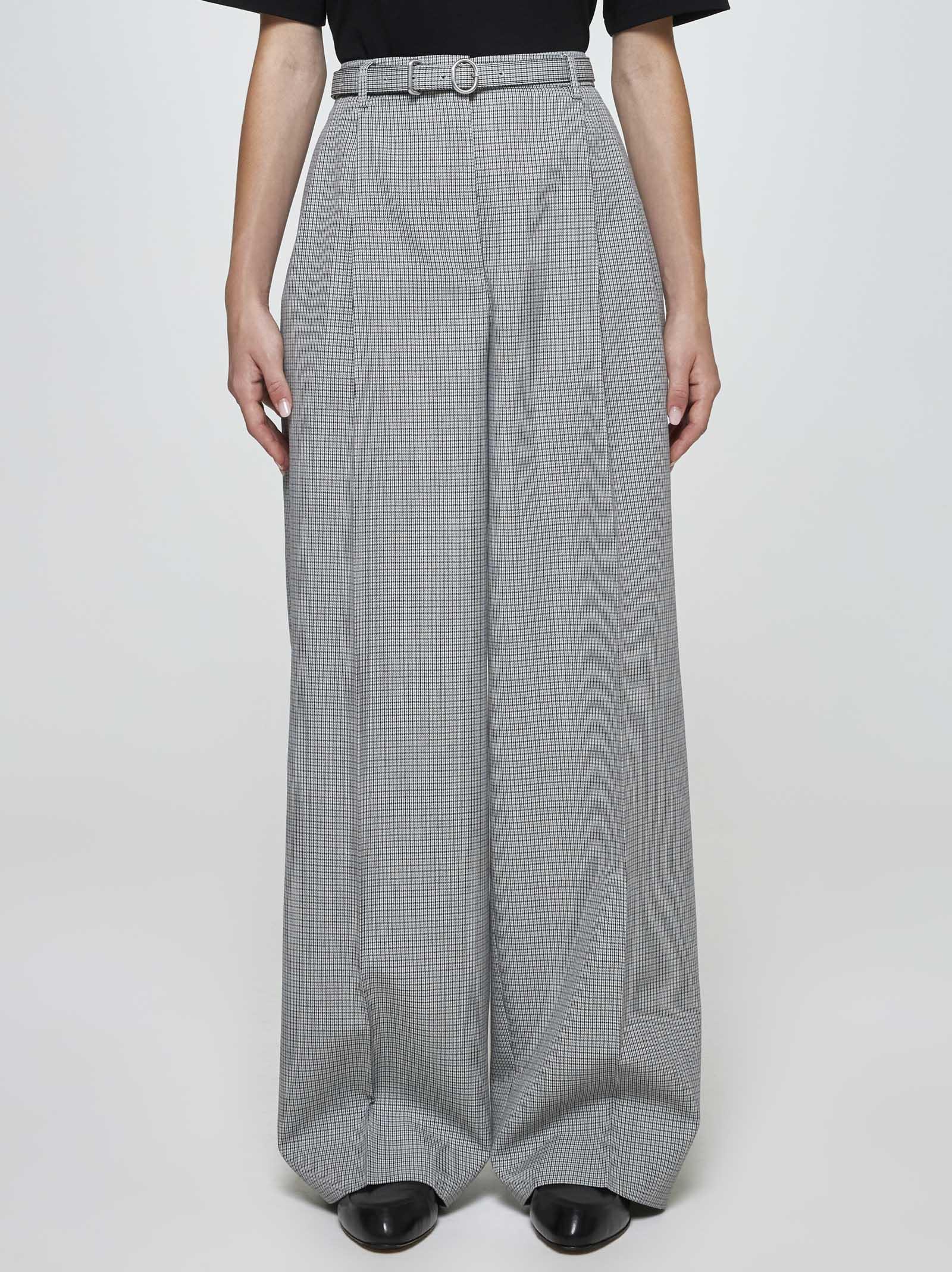 Shop Jil Sander Micro-check Wool Trousers In Grey