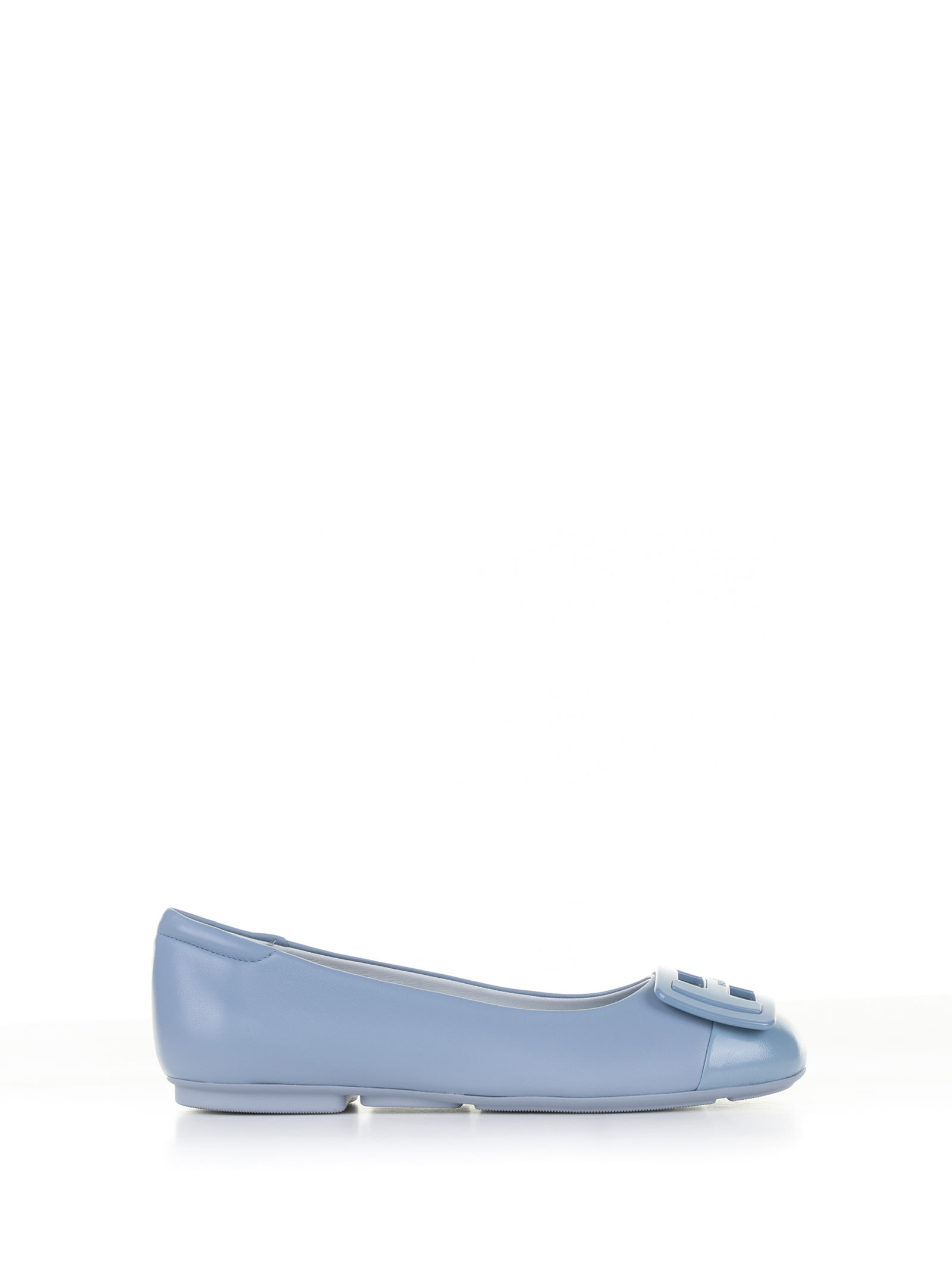 Hogan Ballerina H661 Light Blue With Patent Inserts In Ashley Blue