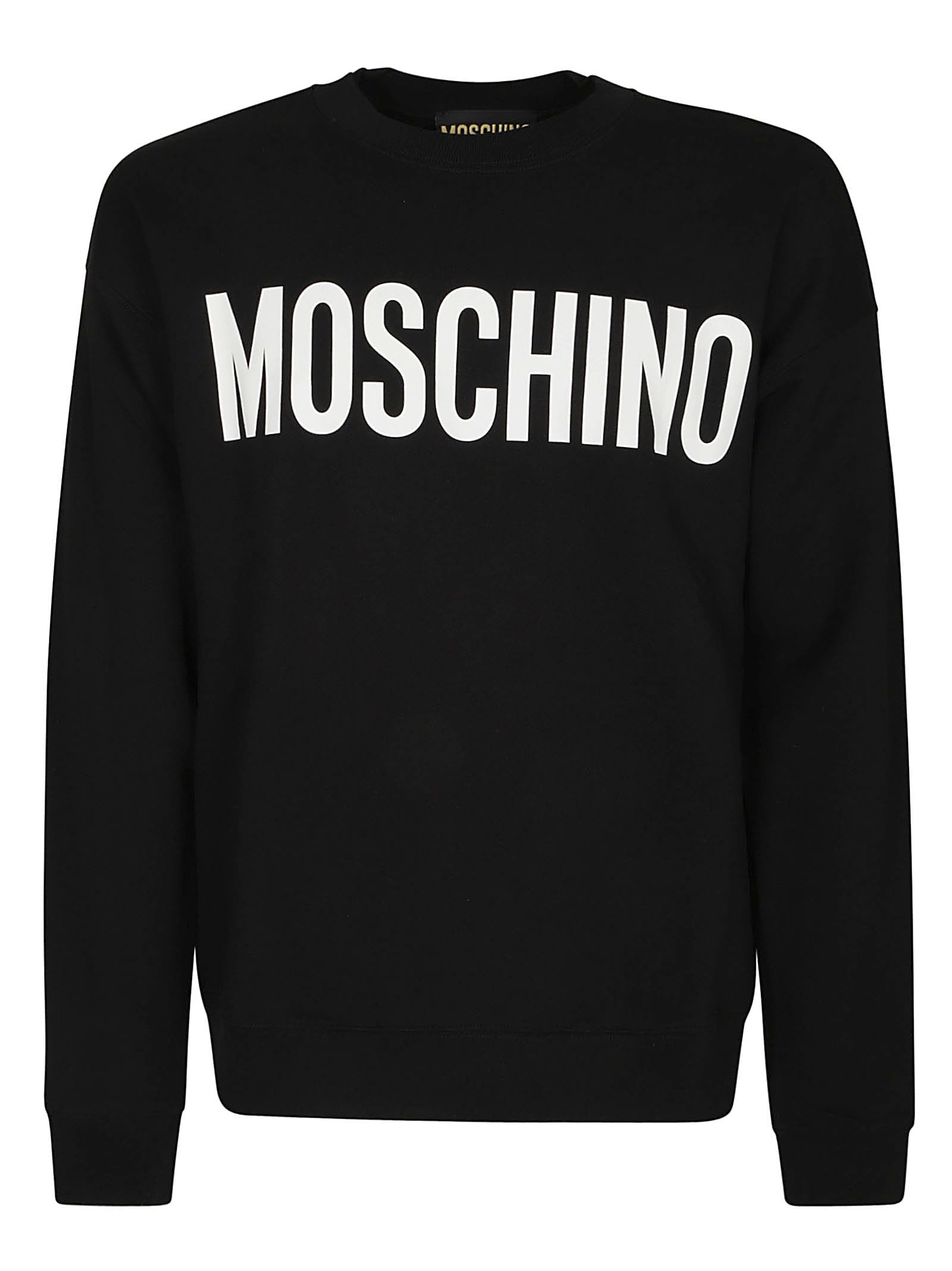 Shop Moschino Logo Print Ribbed Sweatshirt In Black
