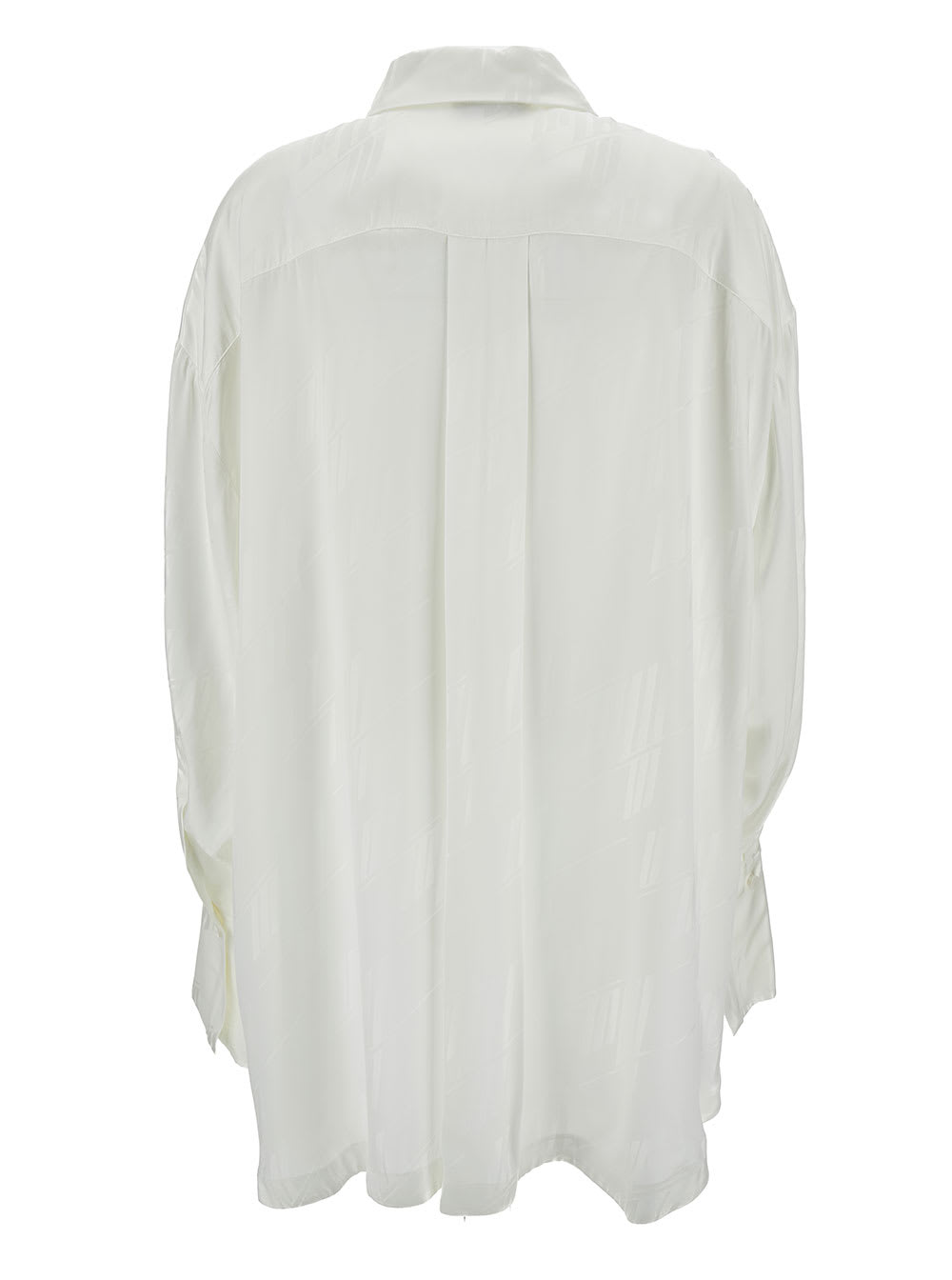 Shop Attico Diana Oversized White Shirt With All-over Logo And Asymmetric Hem In Viscose Woman