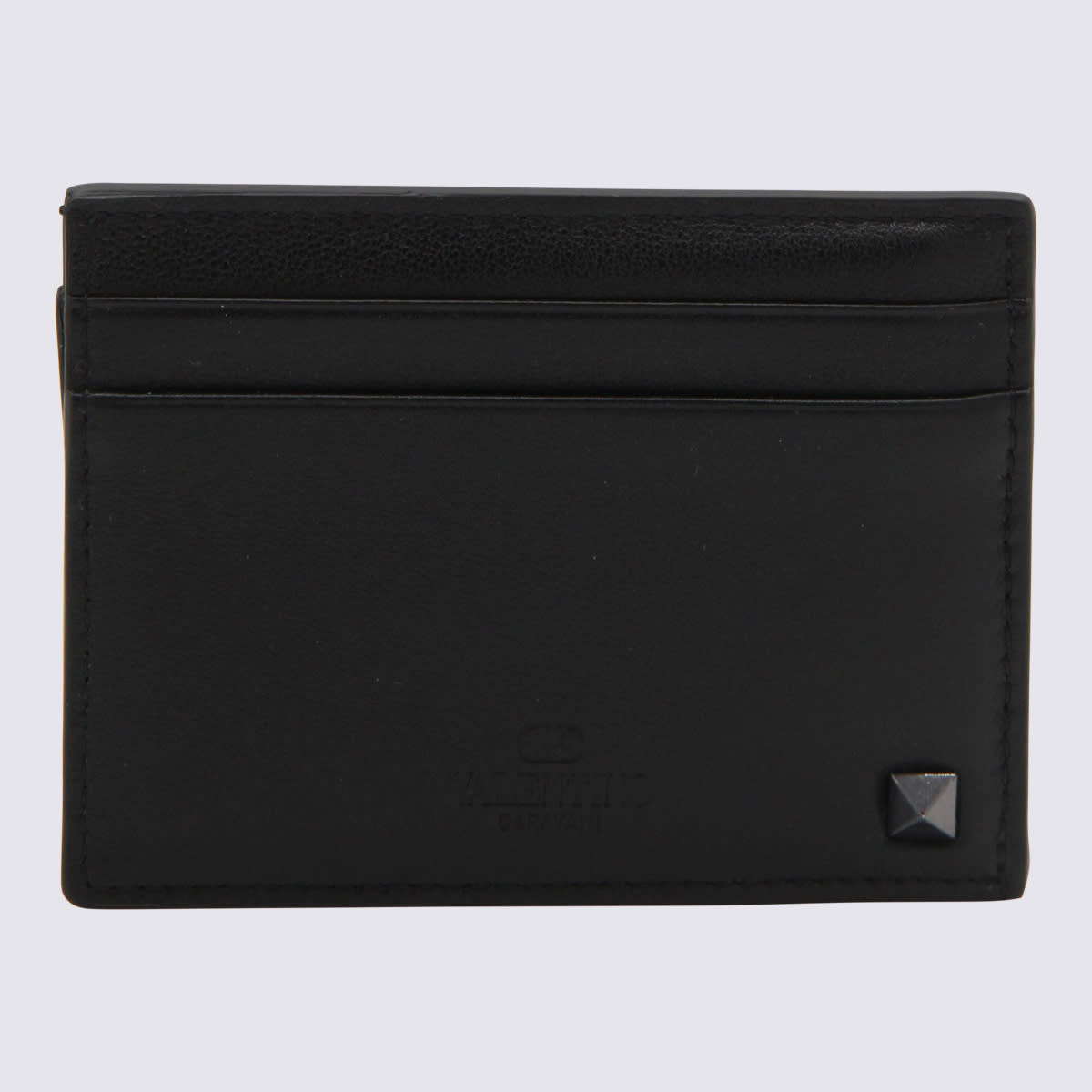 Shop Valentino Black Leather Rockstud Card Holder