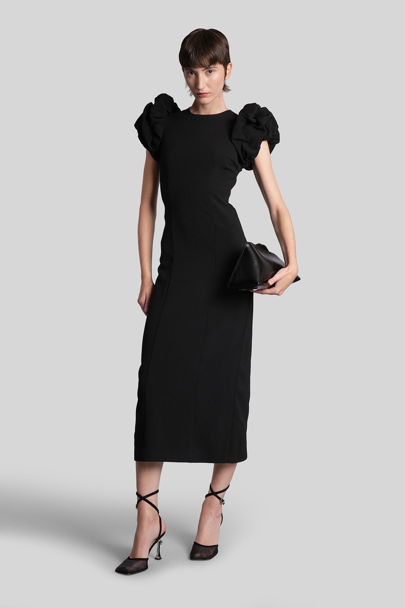 Rotate Birger Christensen Long Dress In Black Polyester In Black