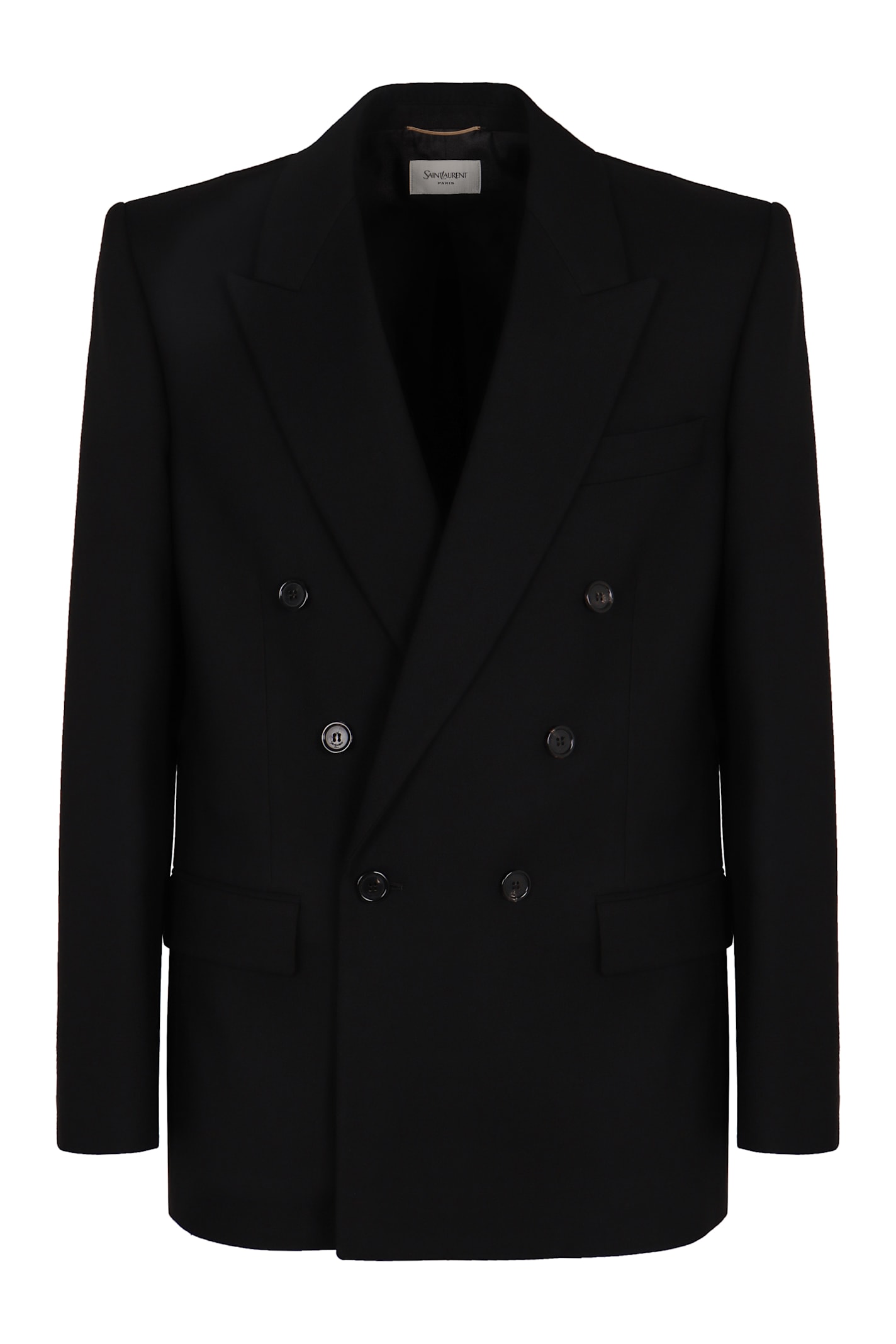 Saint Laurent Cassandre Wool Blazer In Black
