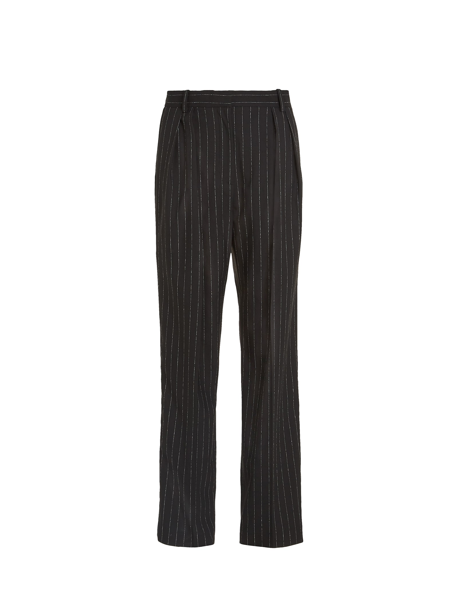 Relaxed Fit Straight Pinstriped Trousers