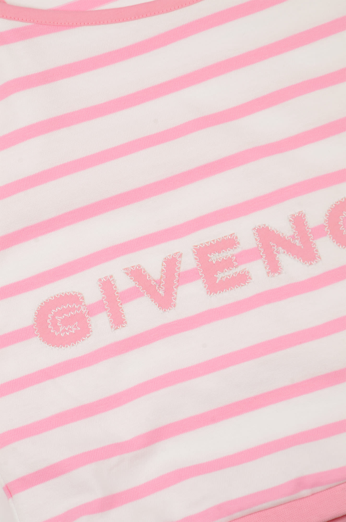 Shop Givenchy Logo Embroidered Stripe Top In White/pink