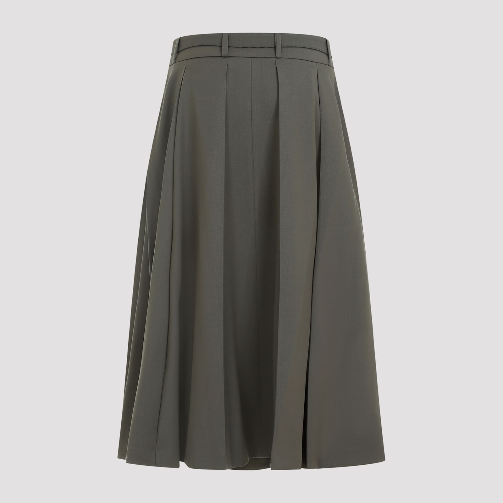 Shop Patou Signature Pleated Midi Skirt In K Khaki