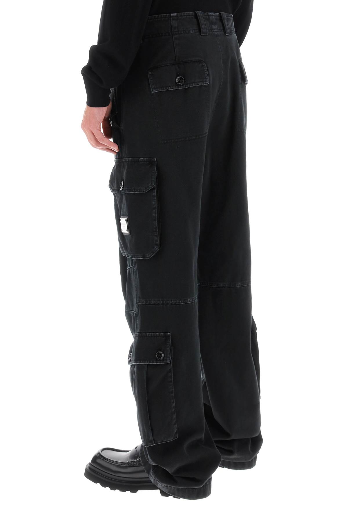 Shop Dolce & Gabbana Wide-leg Cargo Pants In Nero (black)