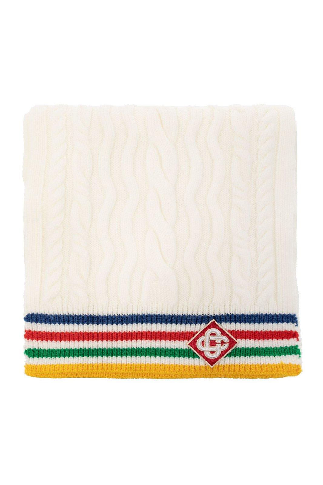 Casablanca Logo Patch Knitted Scarf