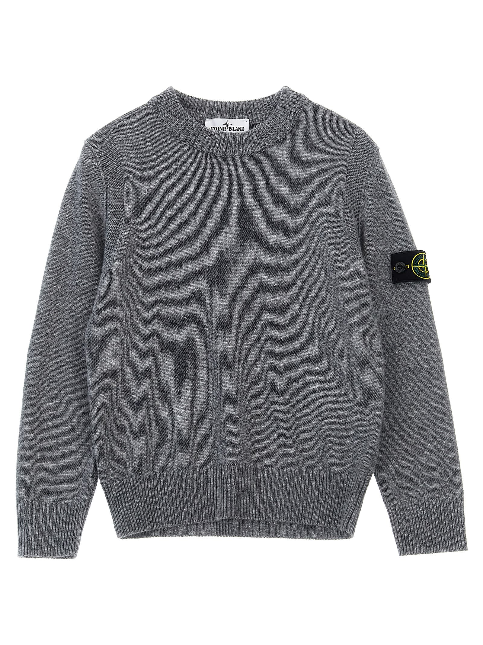 Stone Island Logo Badge Sweater In Gray