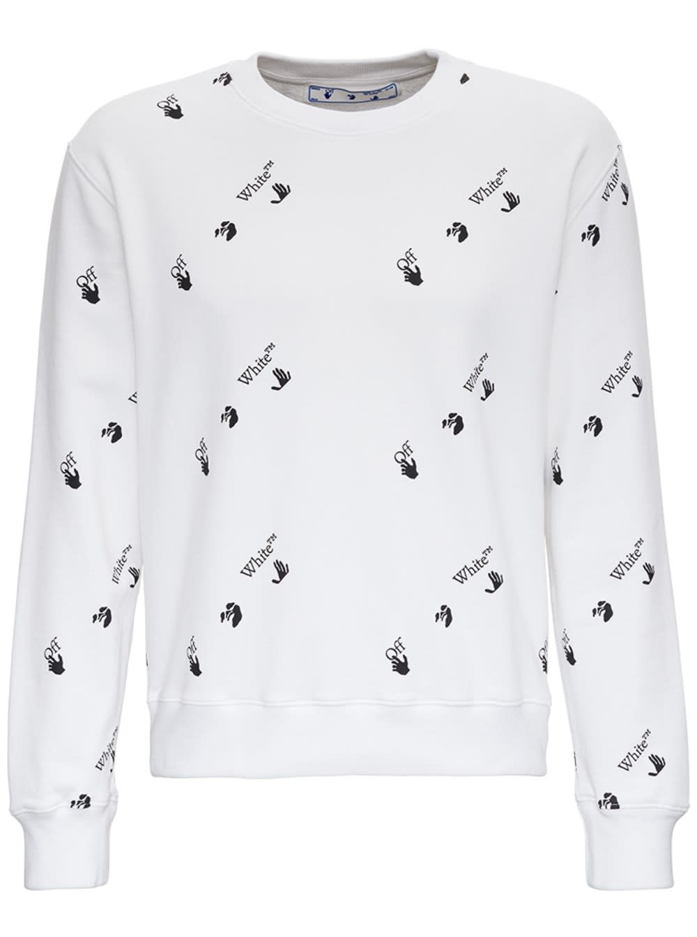 Off-White Cotton Sweatshirt With Allover Logo Print