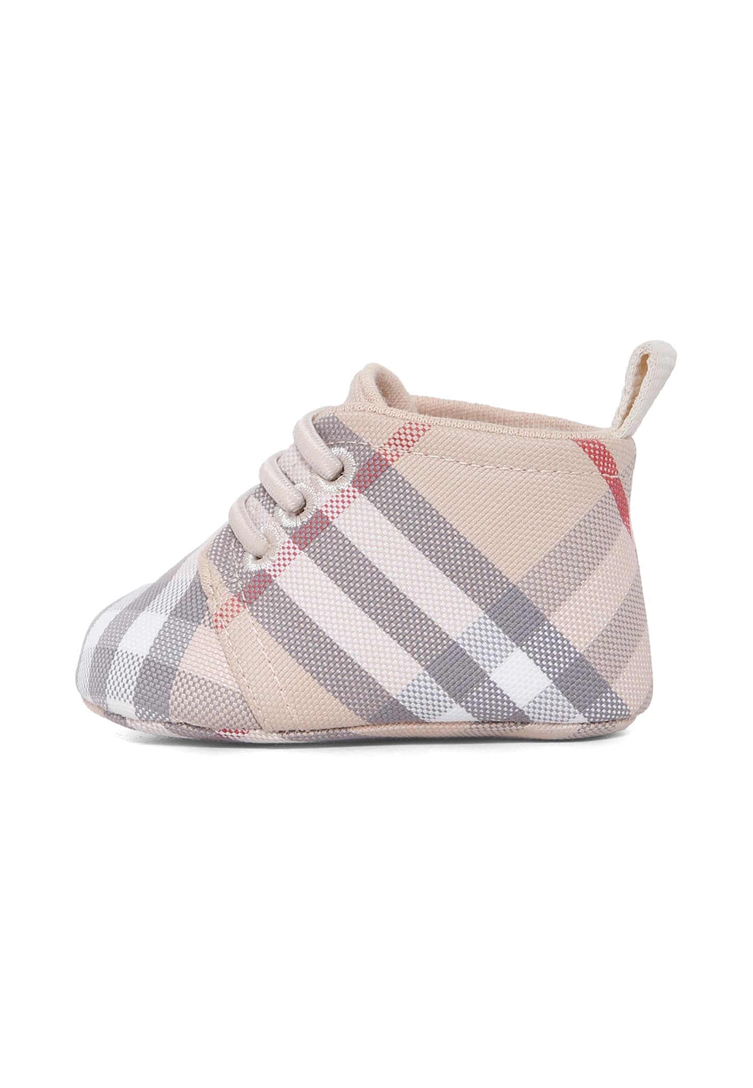 Burberry Beige Sneakers For Babykids With Vintage Check In Multi