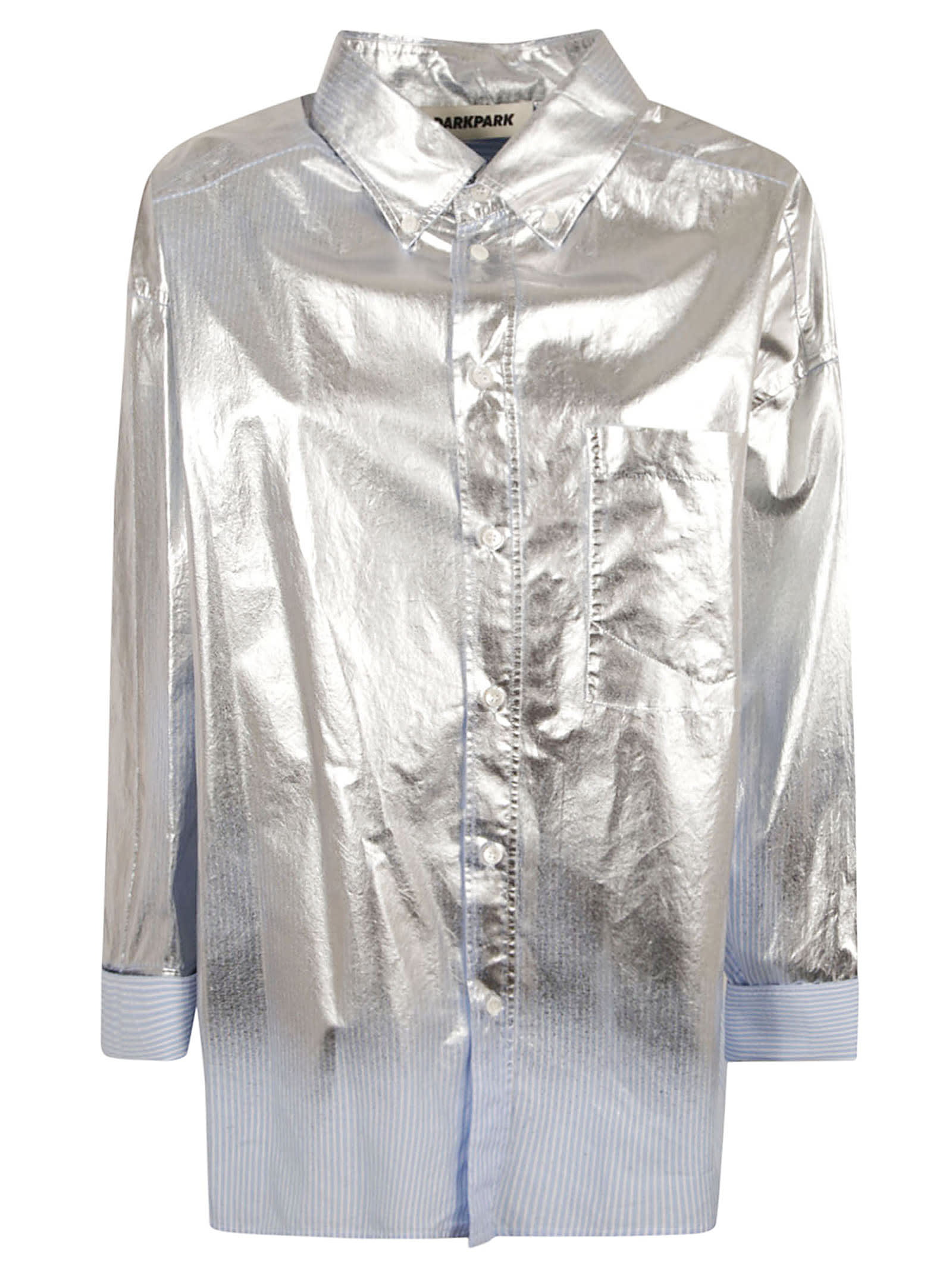 Shop Darkpark Nathalie Shirt In Light Blue/white/silver