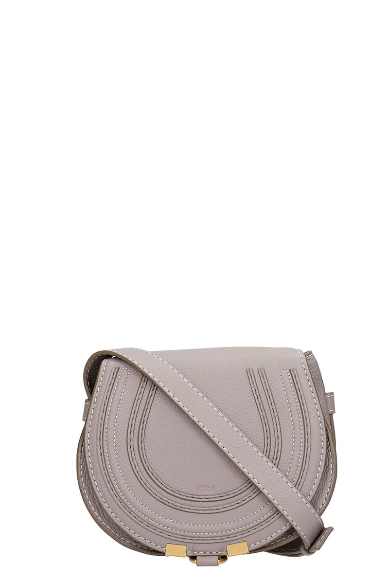 Chloé Mini Marcie Shoulder Bag In Grey Leather