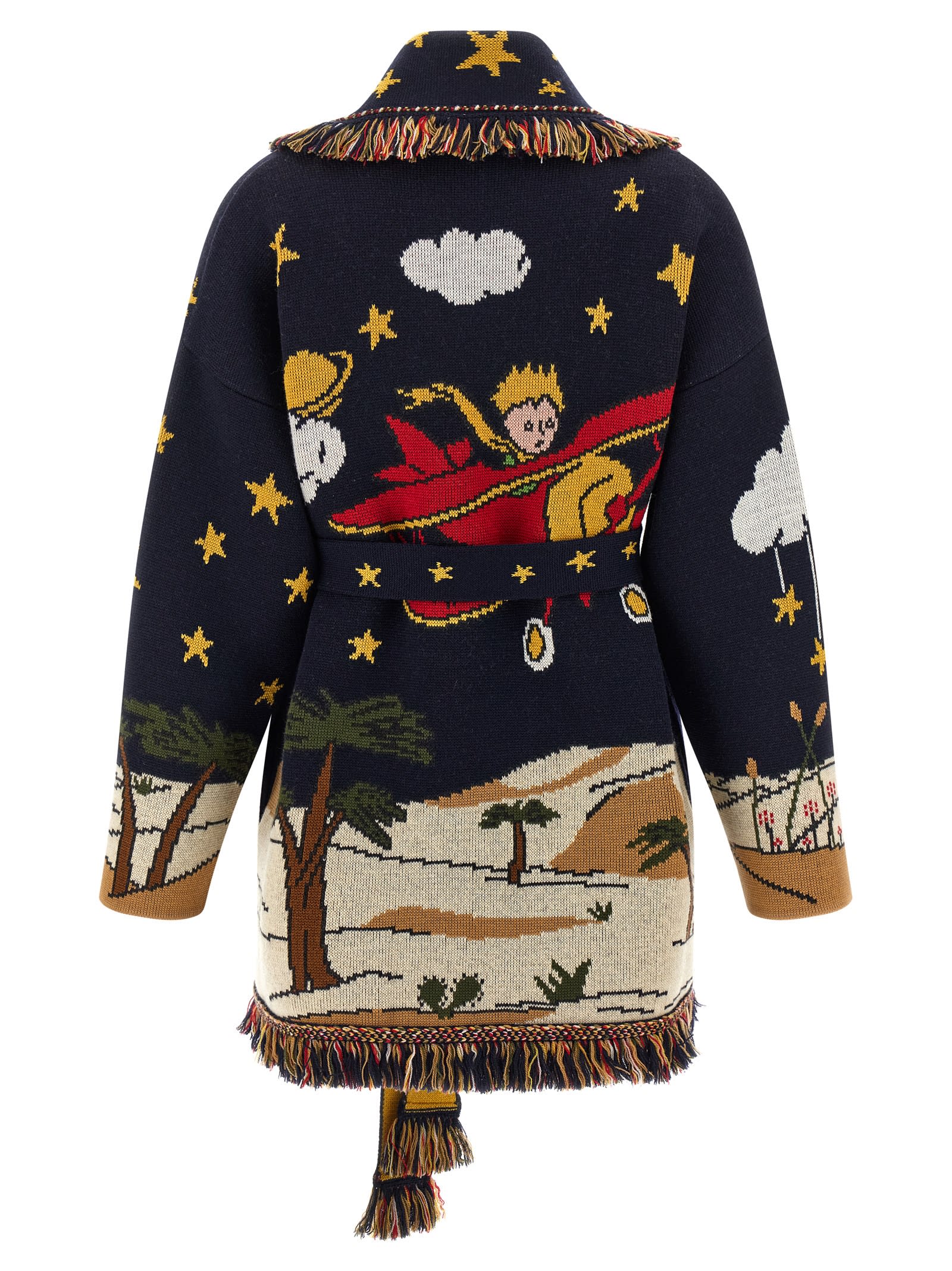 Alanui The Little Prince Long Cardigan With Fringe In Multi