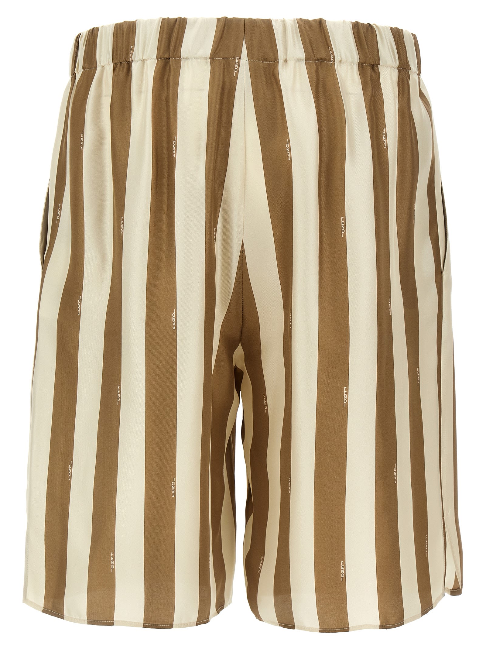 Fendi Printed Silk Bermuda Shorts In Multicolor