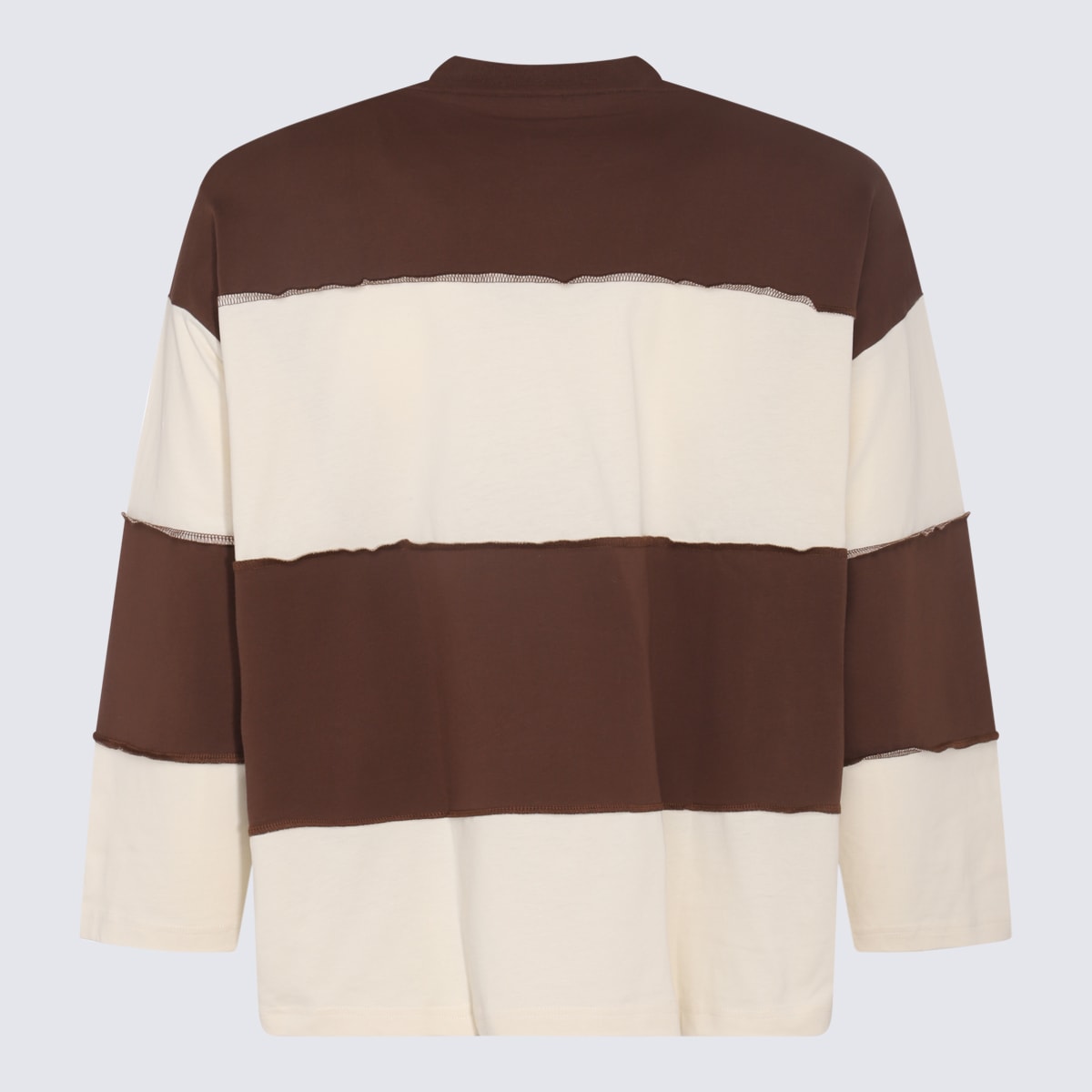 Shop Sunnei Cream And Brown Cotton T-shirt In Brown/light Beige