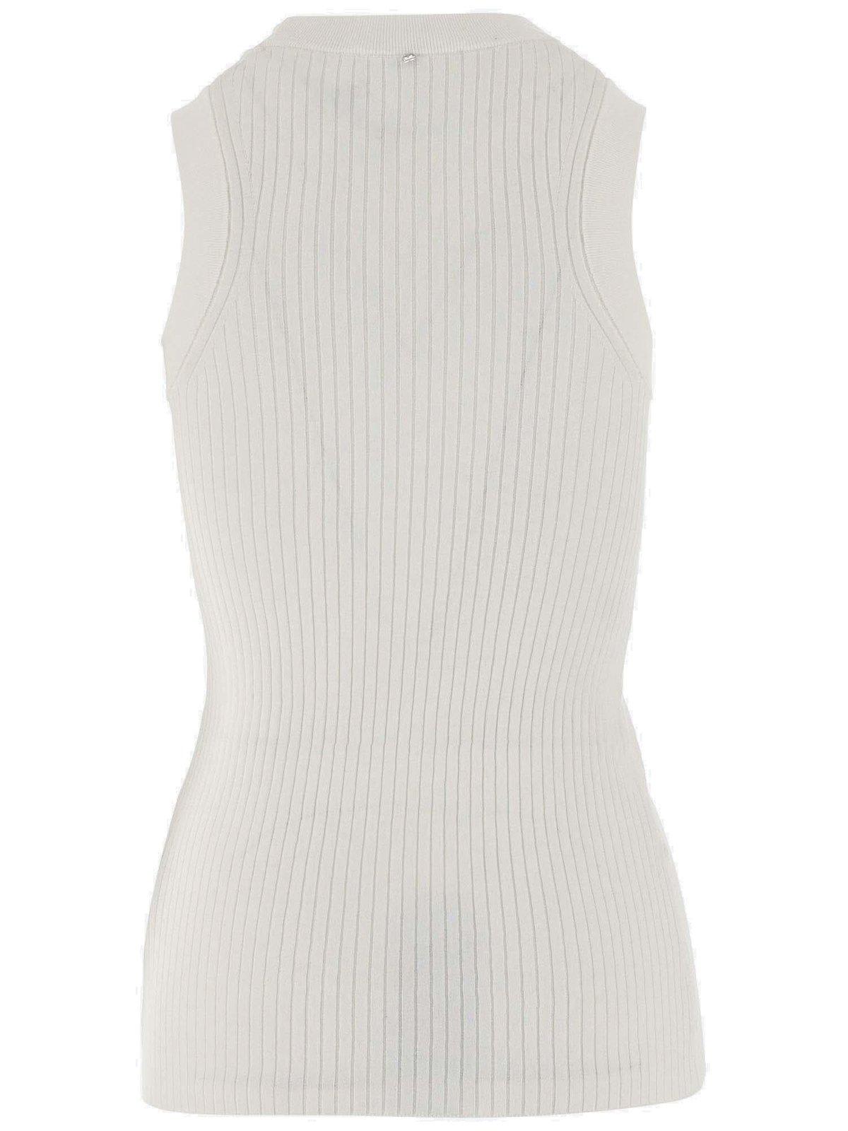 Shop Sportmax Crewneck Sleeveless Knitted Top In Bianco