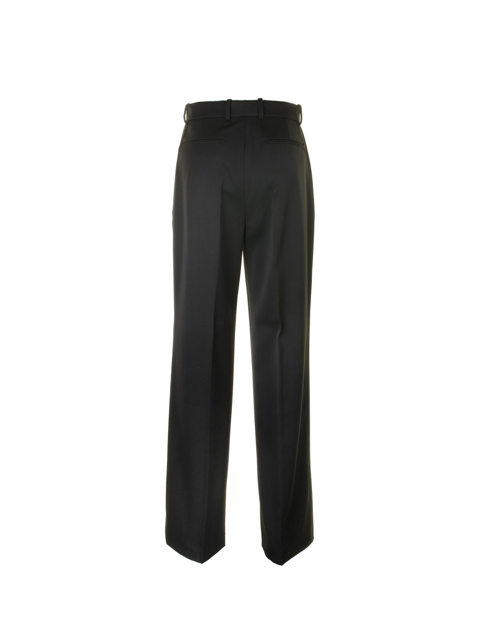 Shop Lanvin High-waisted Wool Trousers In Black