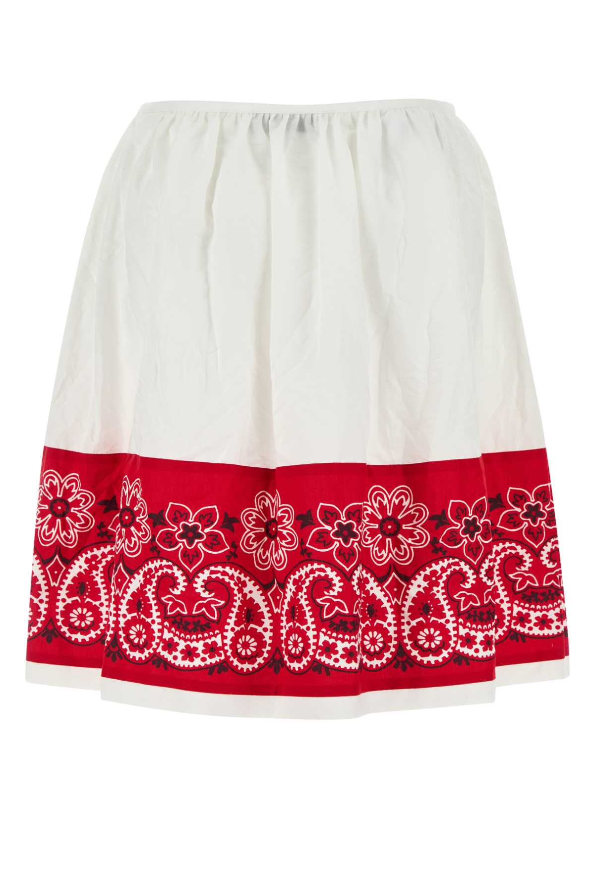 Miu Miu Bandana Printed Cotton Poplin Miniskirt In White