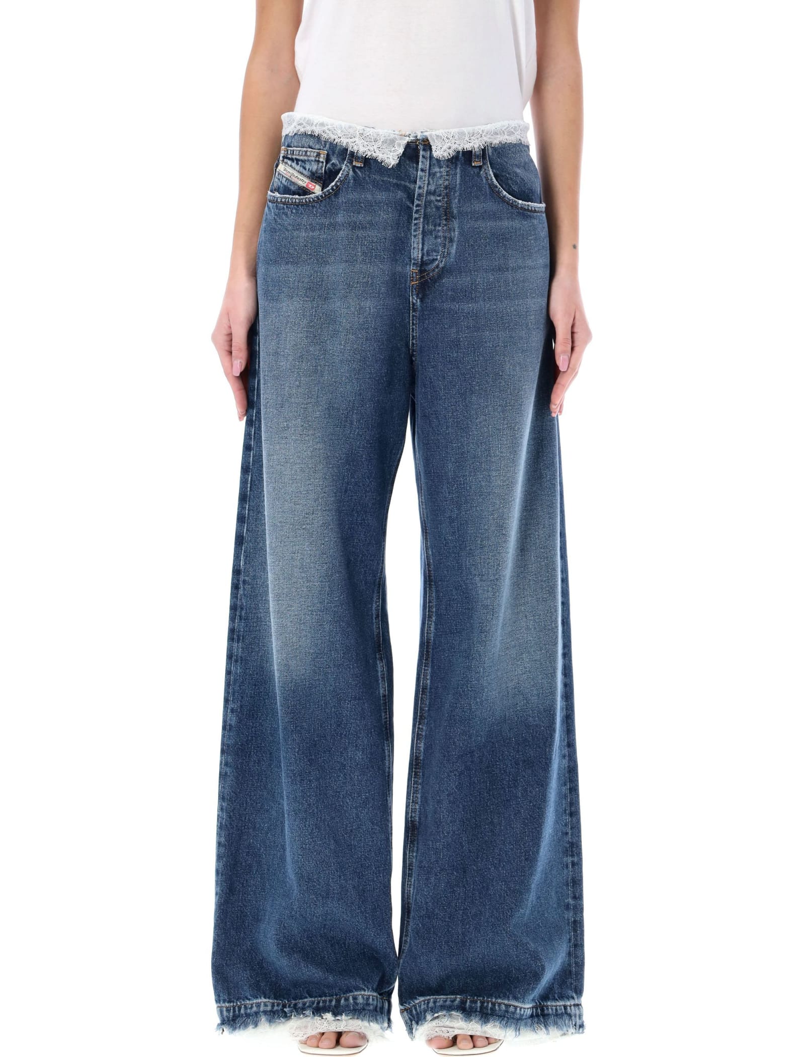 Diesel Wide Jeans With Lace Detail