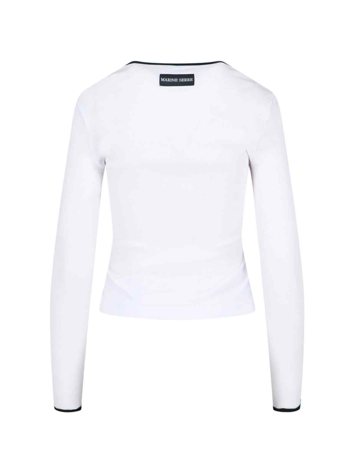Marine Serre Cotton Top With Embroidered Logo In White