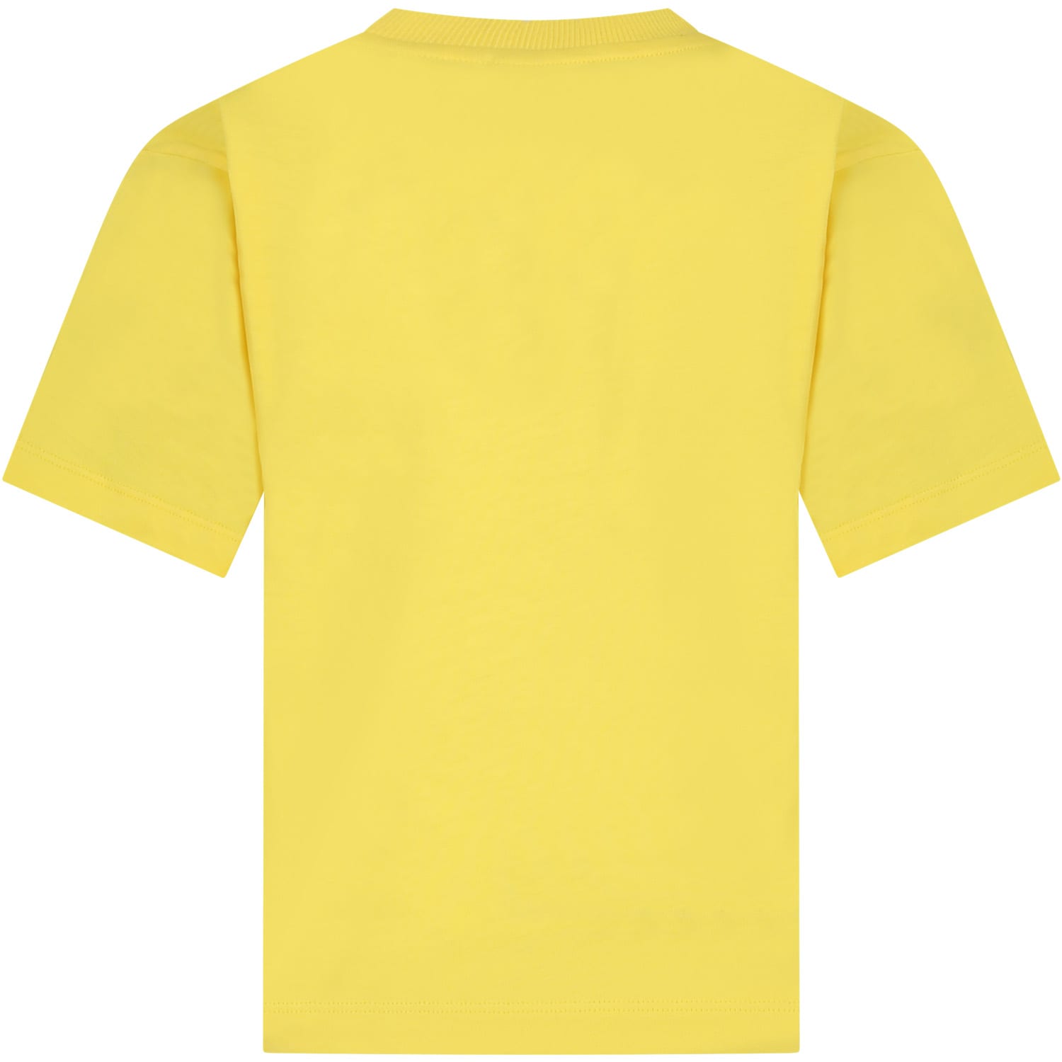 Shop Moschino Yellow T-shirt For Kids With Multicolored Print And Teddy Bear