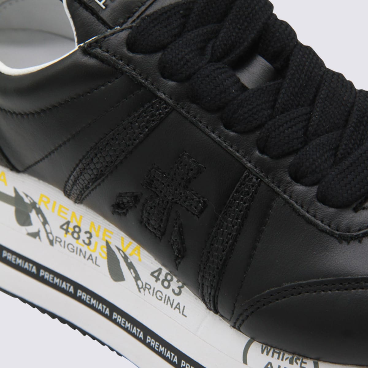 Premiata Low Top Sneakers With Contrast Platform Sole In Black