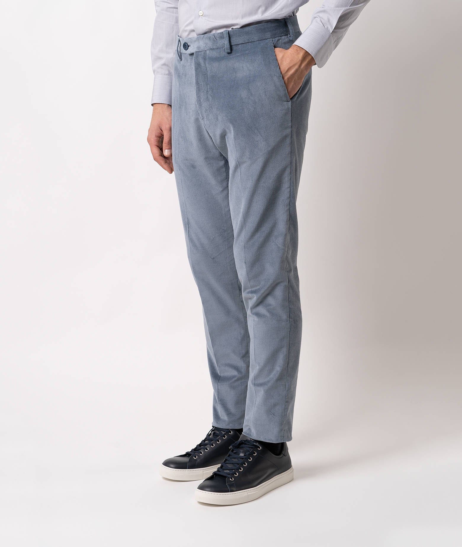 Larusmiani Velvet Trousers Howard Pants In Blue