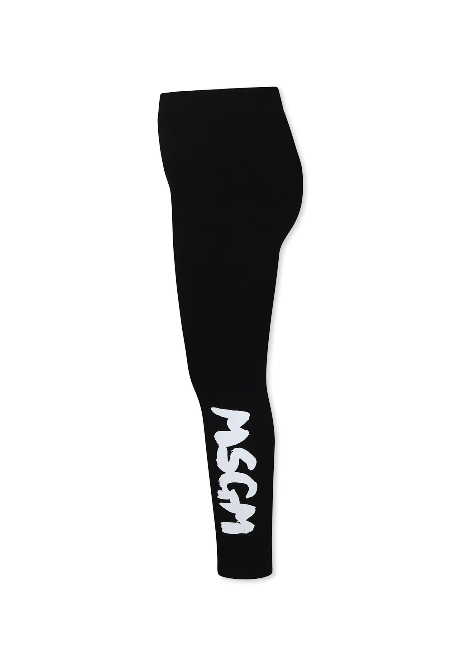 Msgm Black Leggings For Girl With Logo In Black