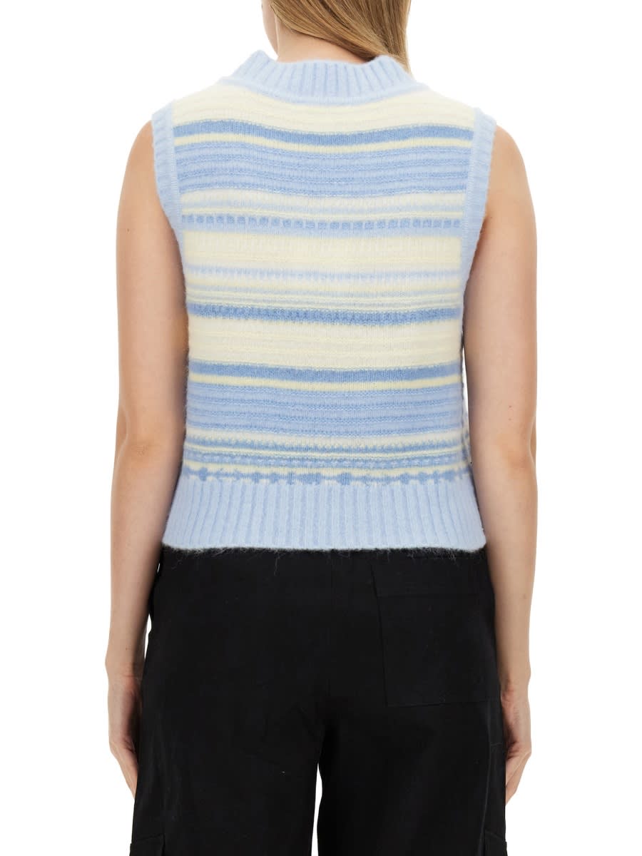 Shop Ganni V-neck Vest In Azure