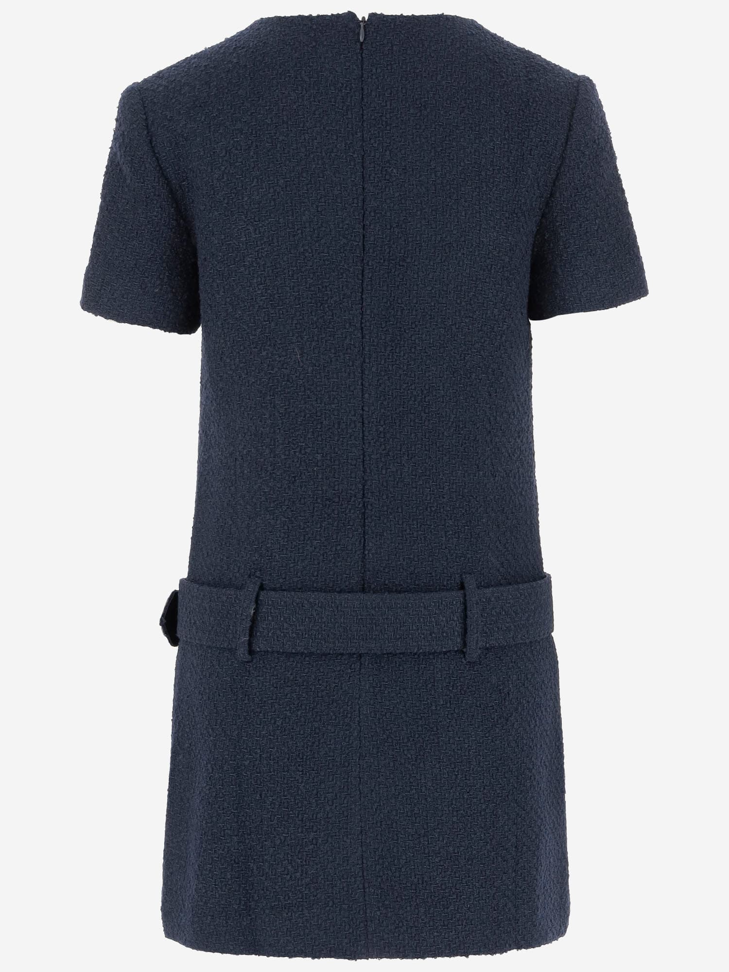 Self-portrait Textured Boucle Mini Dress In Blue