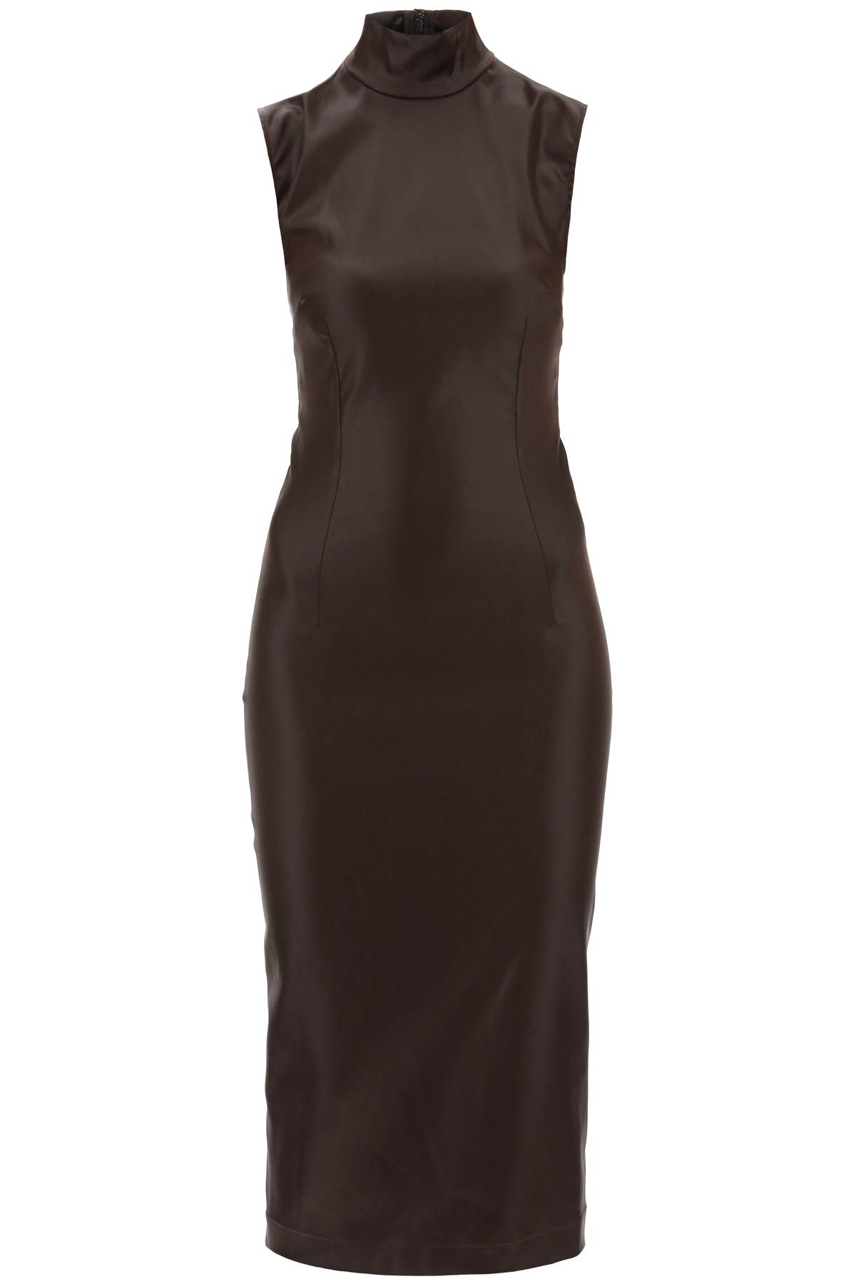 Shop Dolce & Gabbana Sleeveless Midi Dress In Brown
