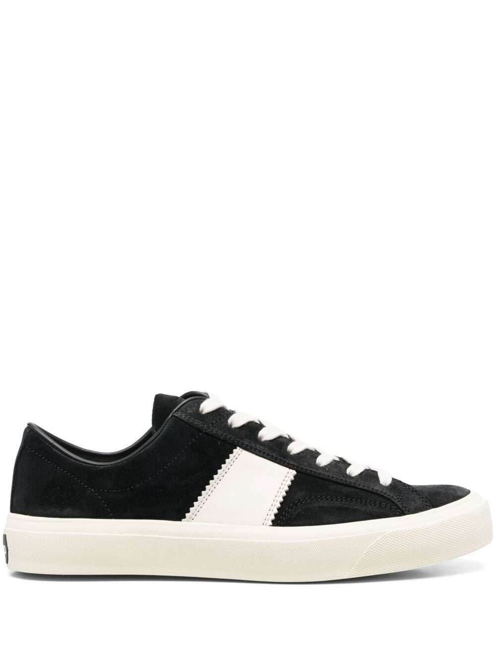 TOM FORD BLACK LOW TOP SNEAKERS WITH SUEDE INSERT MAN
