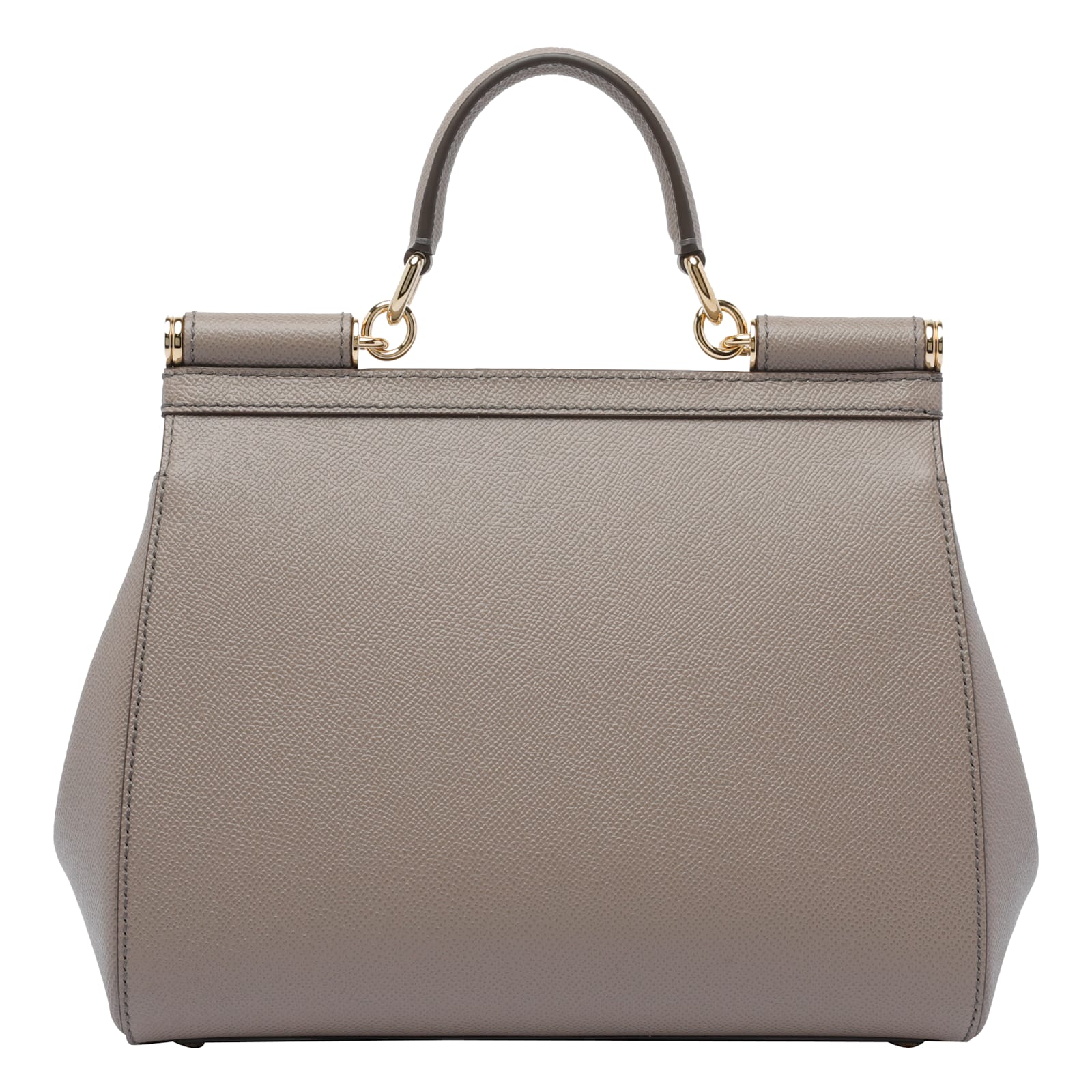 Dolce & Gabbana Grey Leather Sicily Big Top Handle Bag In Gray