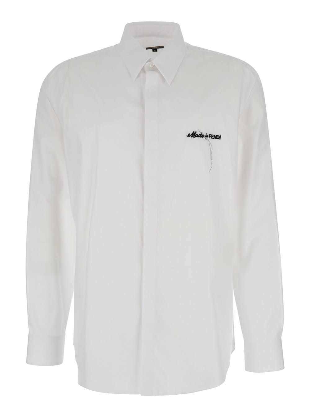 Shop Fendi White Lettering Embroidered Shirt In Cotton Man In Bianco