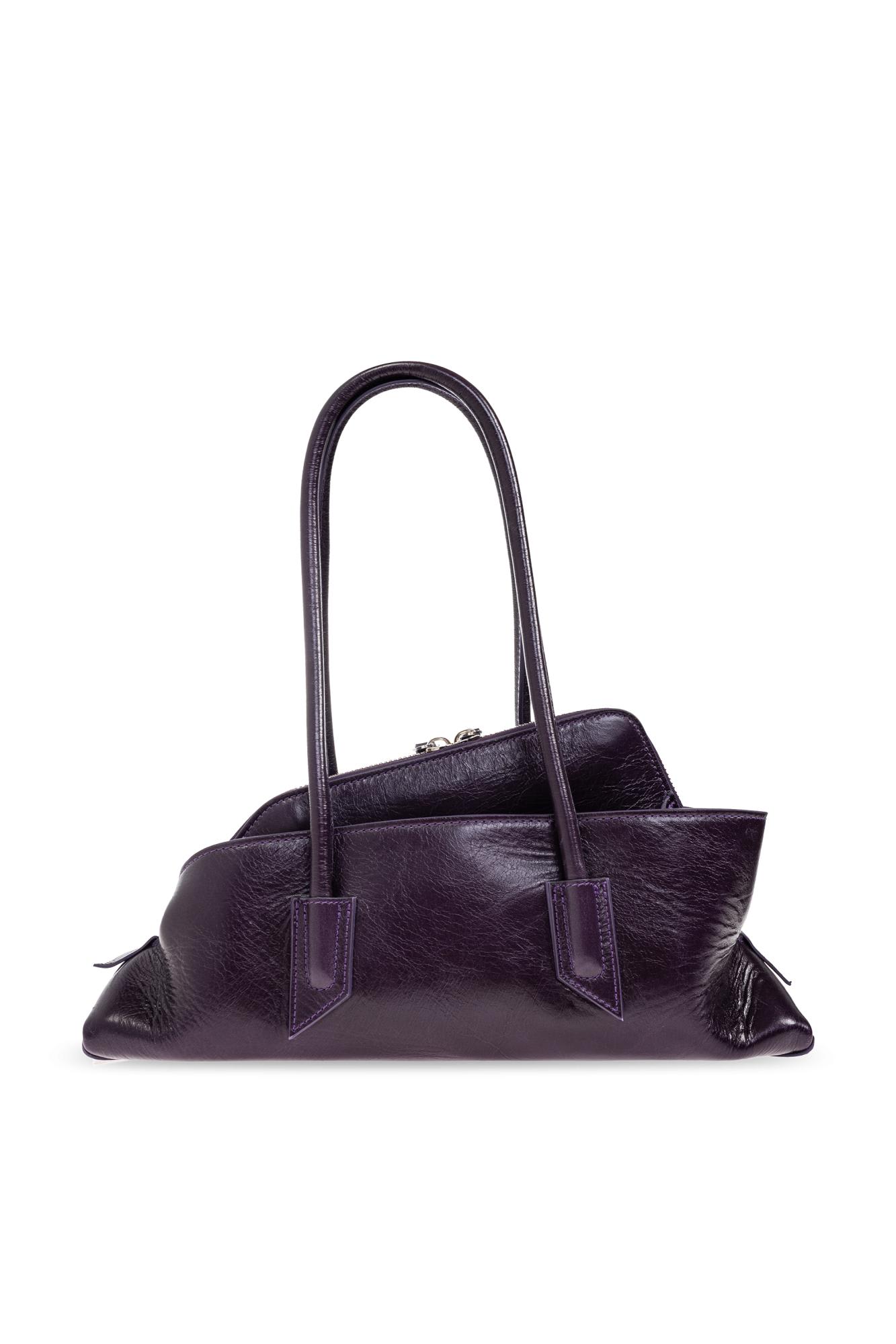 Attico Small Leather Shoulder Bag In Purple