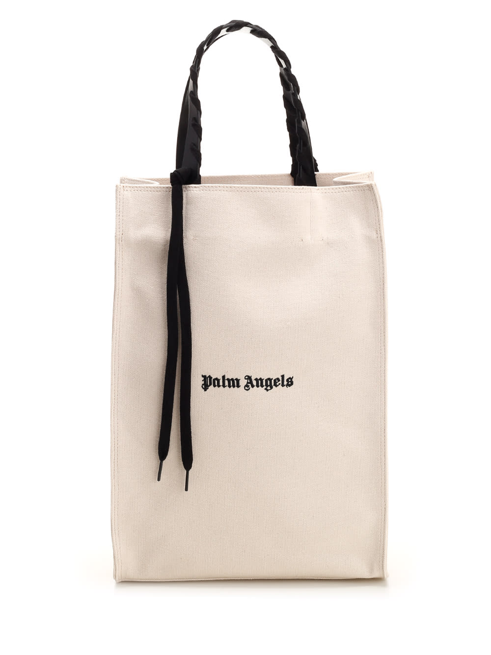 Shop Palm Angels Cotton Canvas Tote Bag In Beige