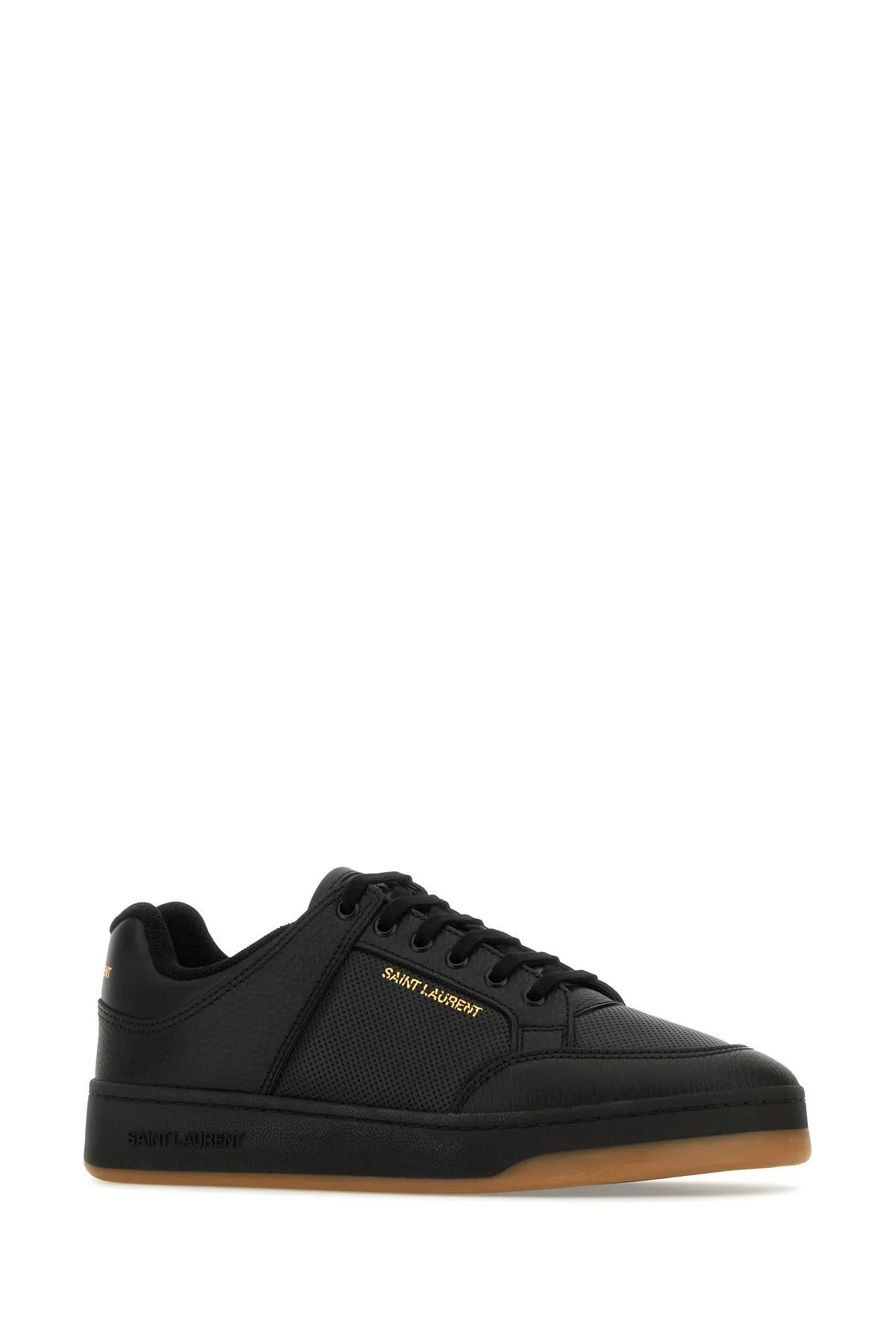 Shop Saint Laurent Black Leather Sneakers