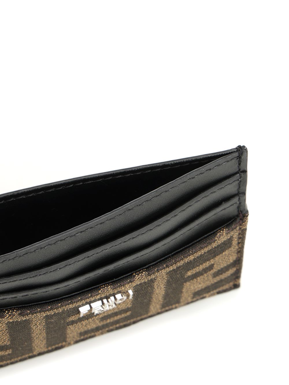 Shop Fendi Diagonal Card Holder In Brown