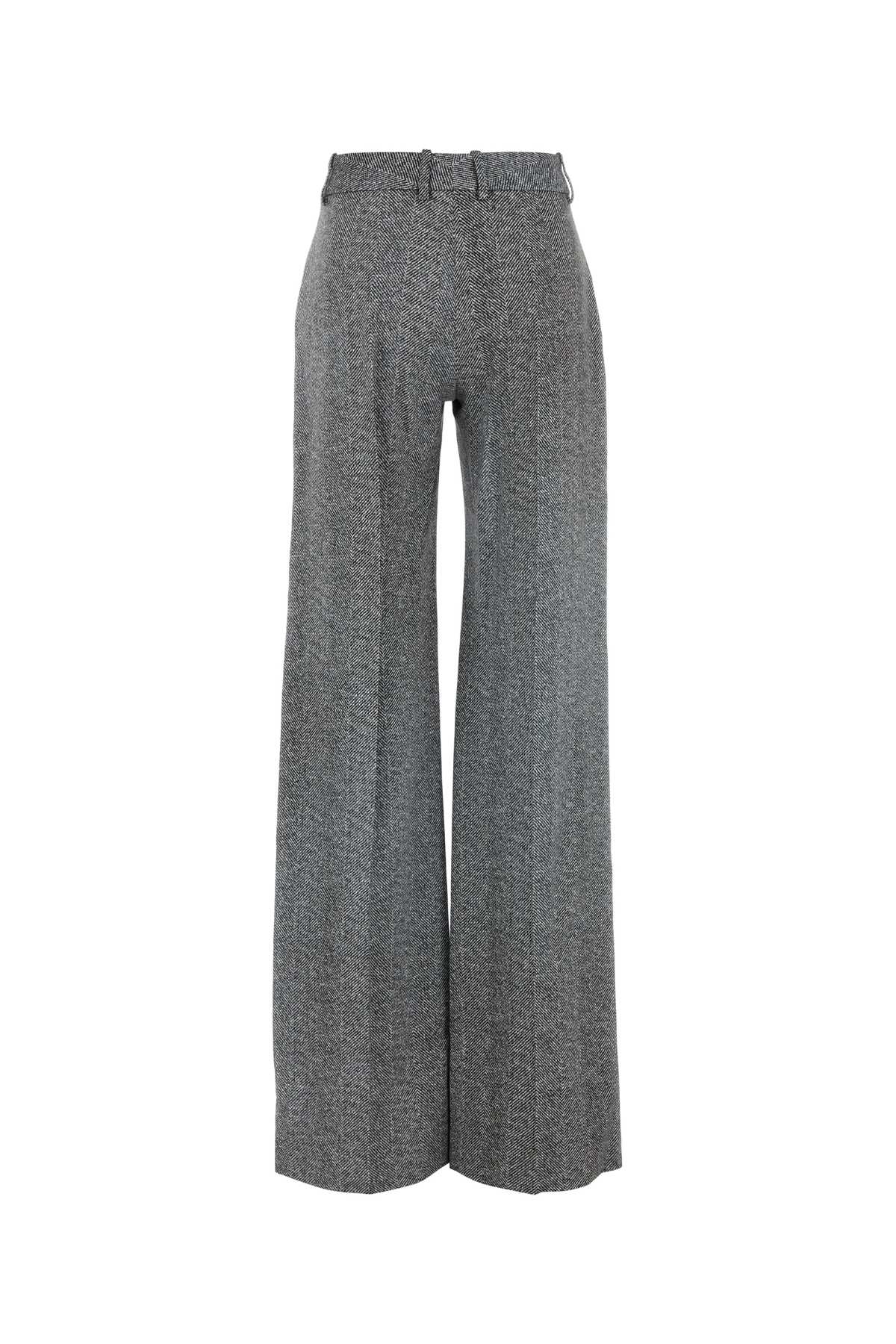 Ermanno Scervino Wide-leg High Waist Trousers With Herringbone Pattern In Gray