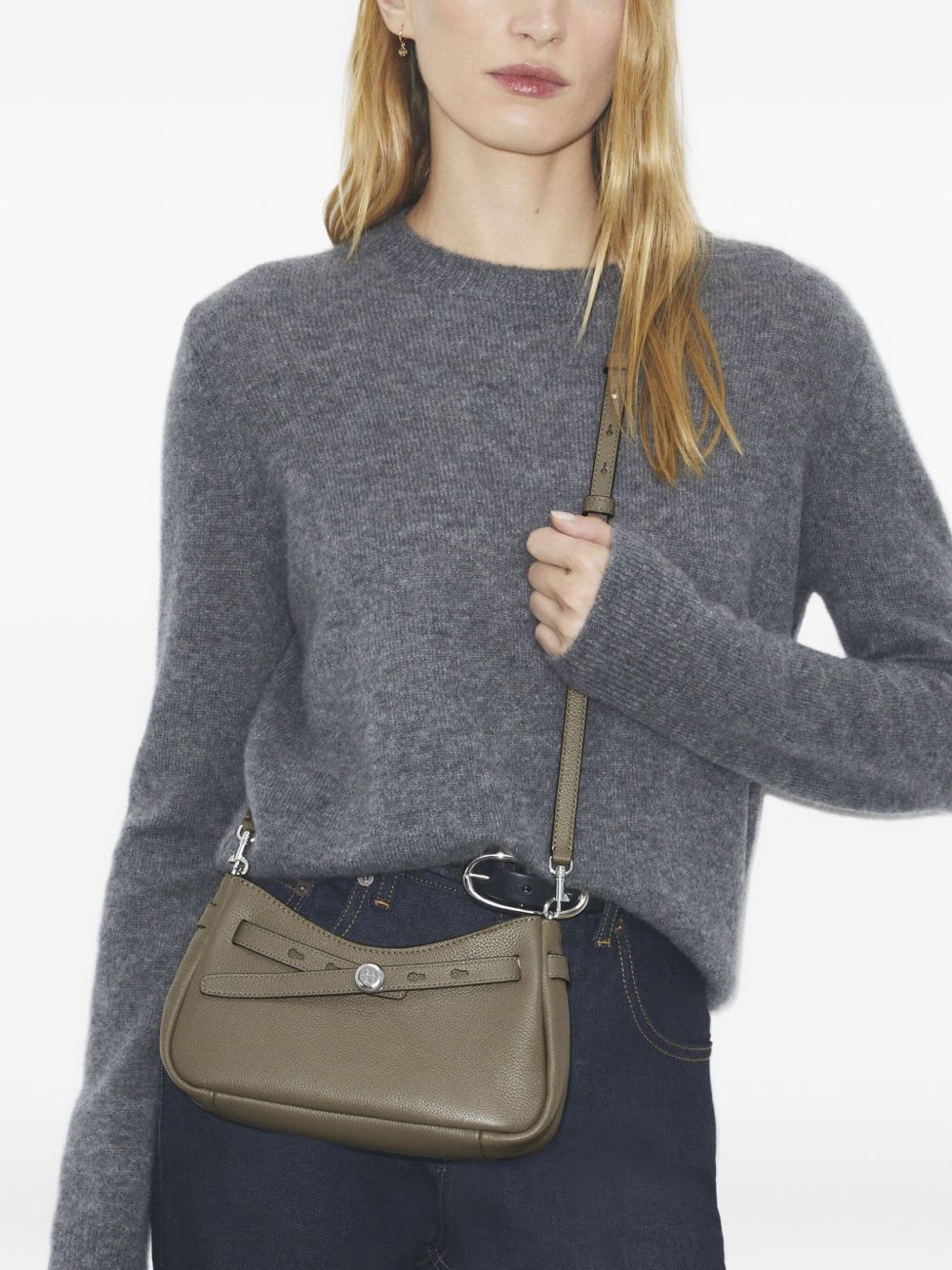 Tory Burch Romy Leather Crossbody Bag In Gray